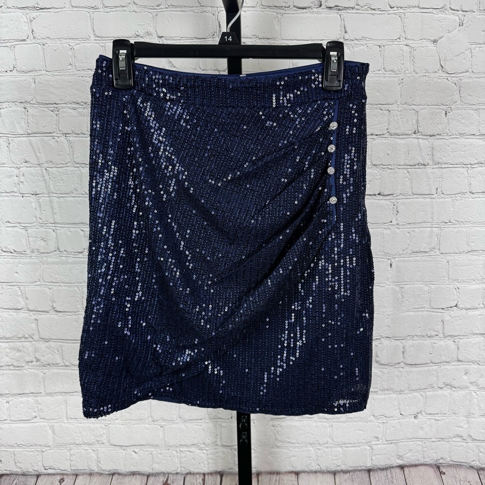 Grace Karin Blue Sequin Straight Skirt Size Medium